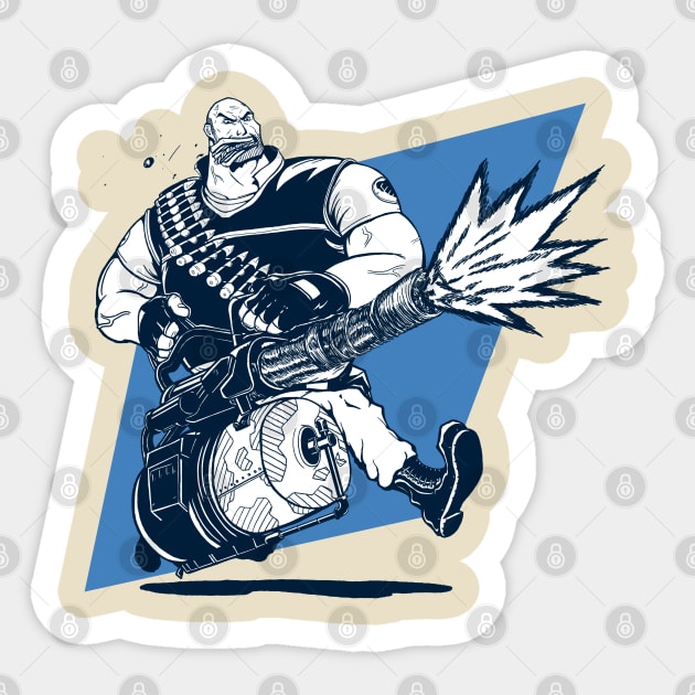 Heavy Weapons Guy (Blue Team) Sticker by Huegh